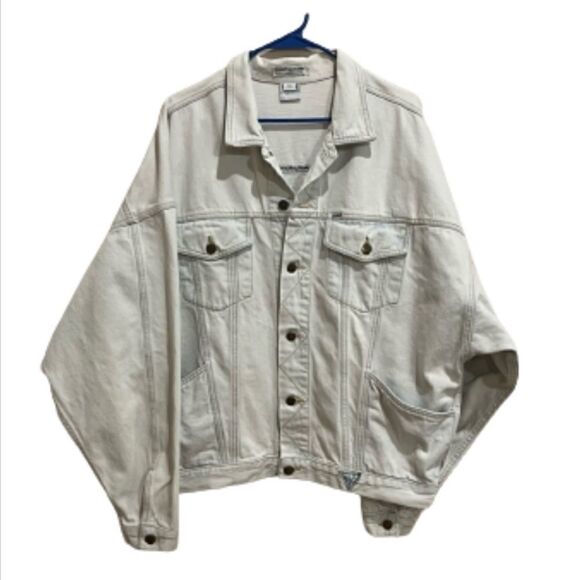 VTG GUESS by Georges Marciano Jean Jacket XL Batwing Light Wash Men’s - Picture 3 of 15